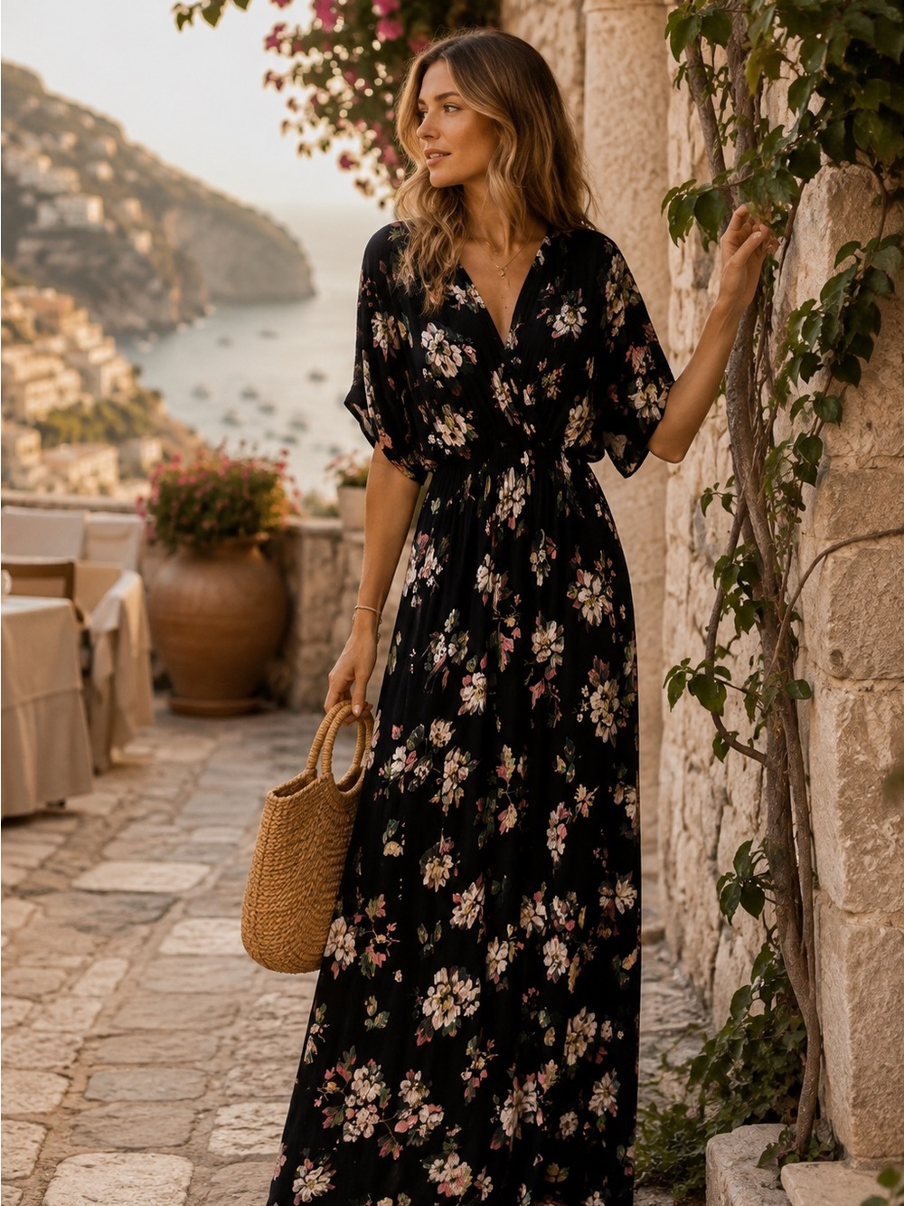Pants Store Black Floral Maxi Dress